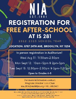 NIA - After School Registration